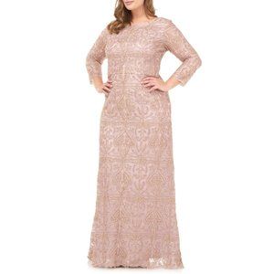 NWT JS Collections Soutache Back Zip Lined A-Line Gown Dress Women 18W Maple
